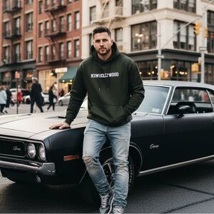 Men's Black Pull over Hoodie with Front Pocket